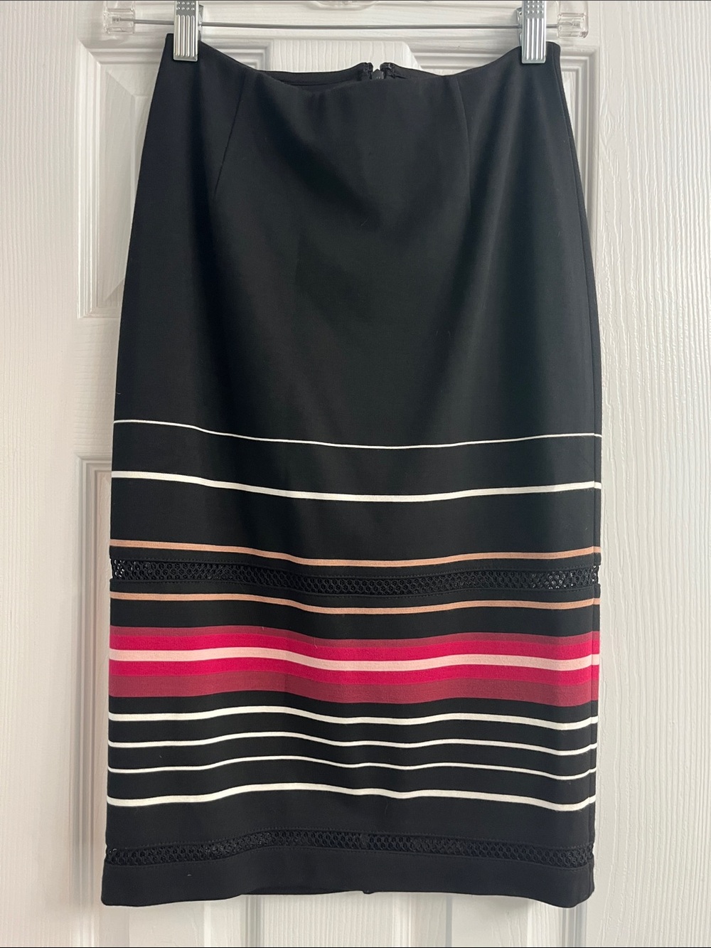 White House Black Market Skirt with Stripes and Lace Detail